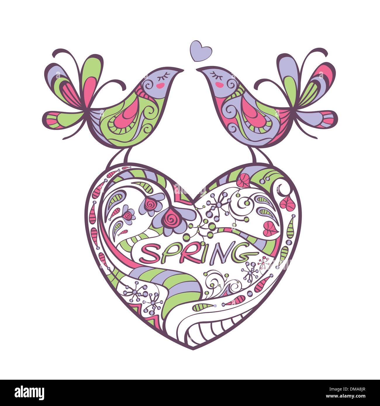 heart, birds, spring Stock Vector