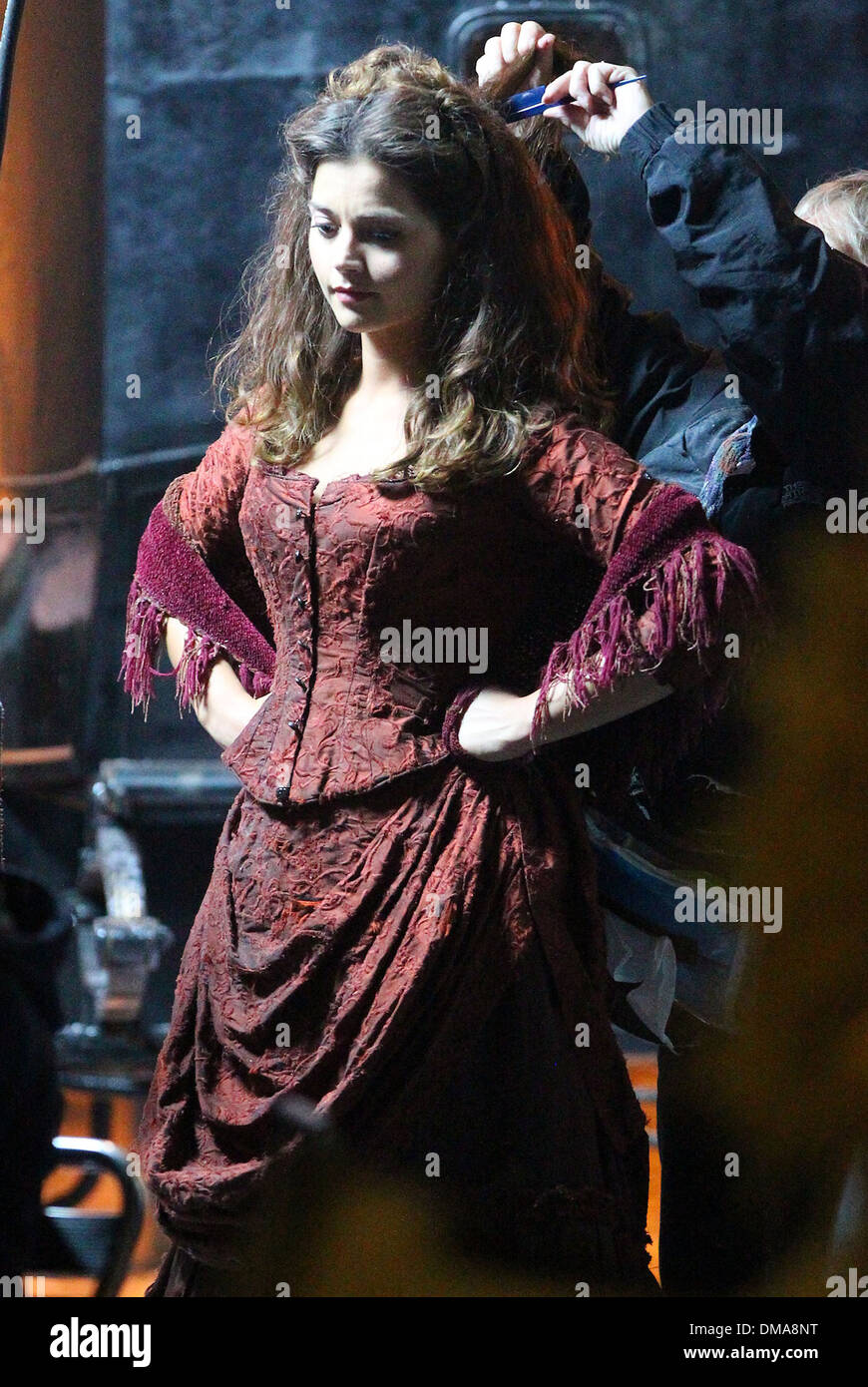 Jenna-Louise Coleman filming BBC Christmas Day special of Doctor Who with a  victorian theme Bristol England  Stock Photo - Alamy