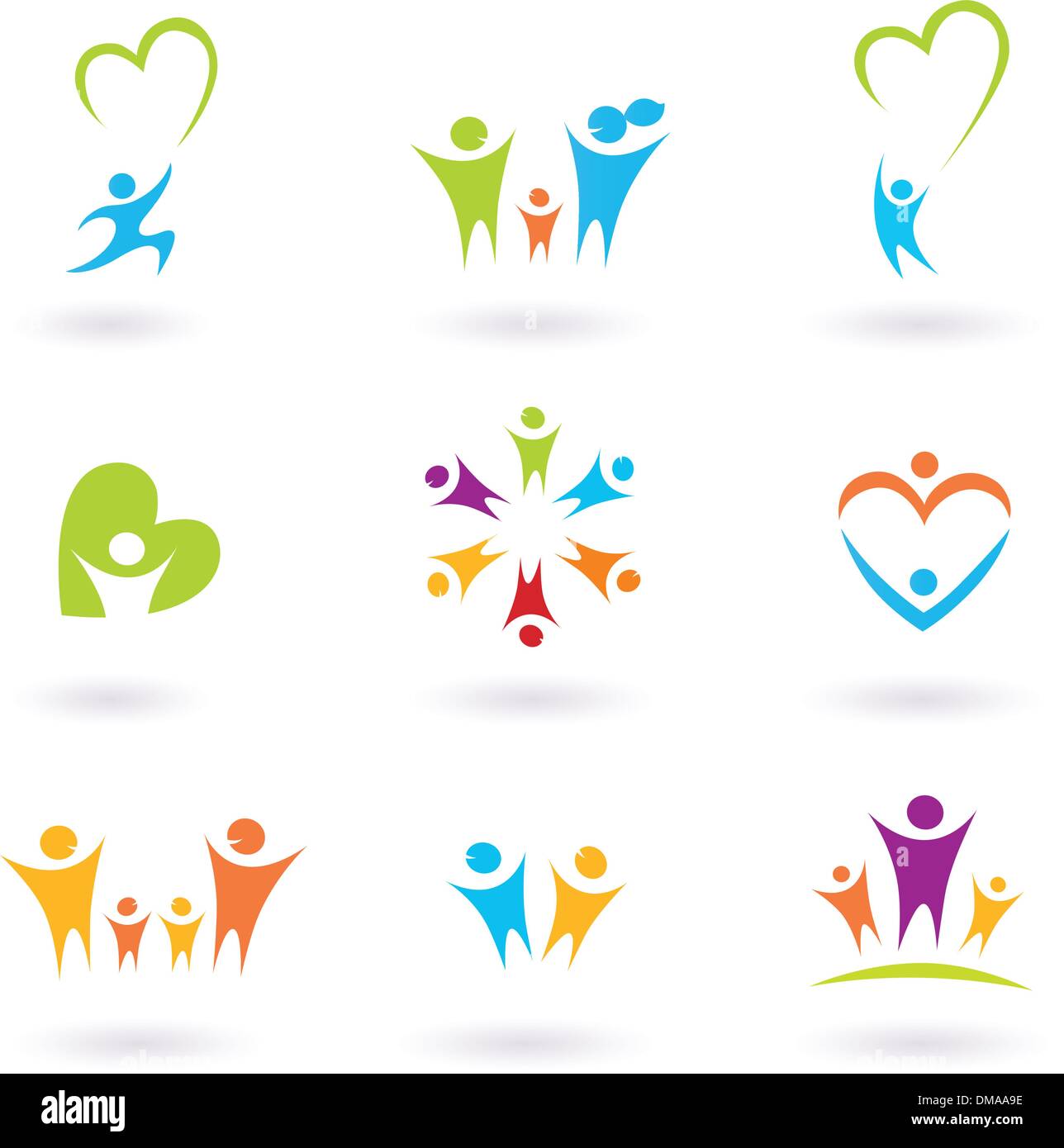 Children, family, community and protection icons and symbols Stock Vector