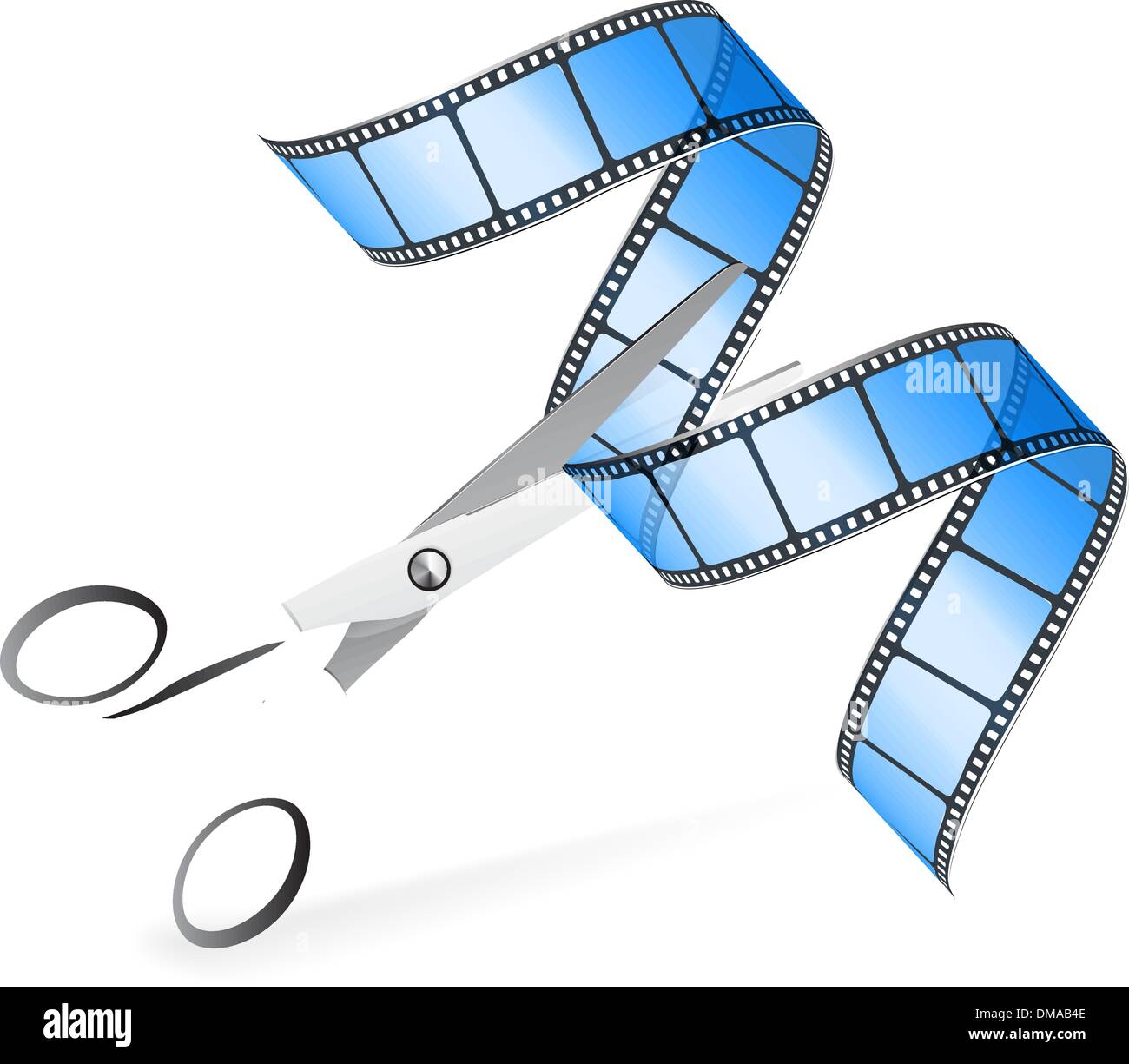 Scissors and film strip as video editing concept Stock Vector Image