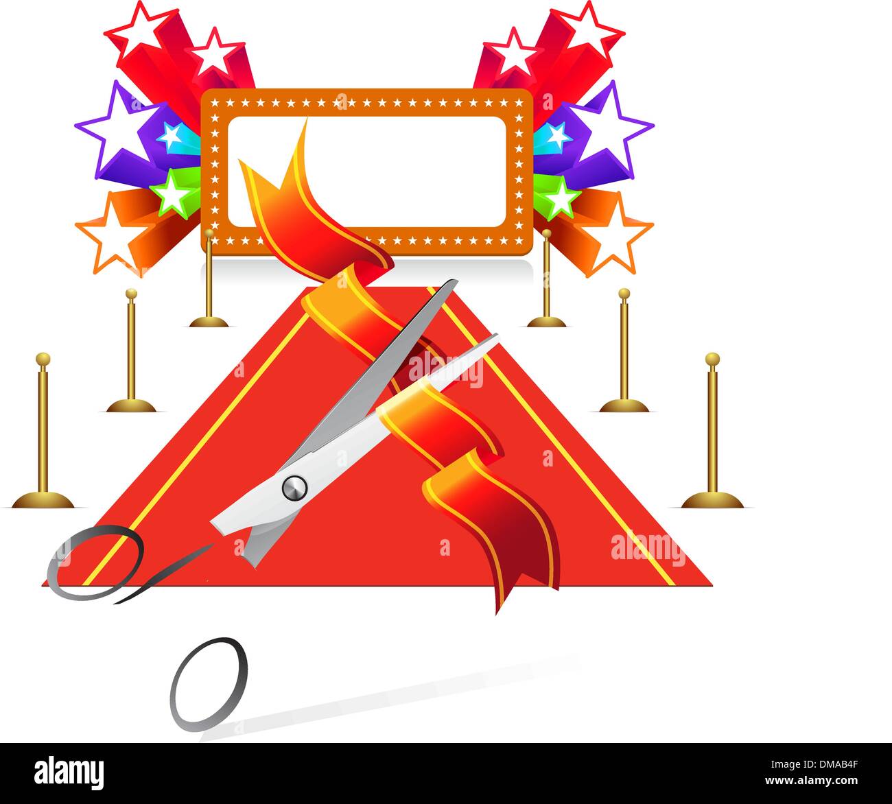 Red carpet with scissors and star background Stock Vector