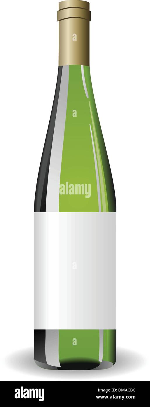 Illustration white wine bottle with label Stock Vector