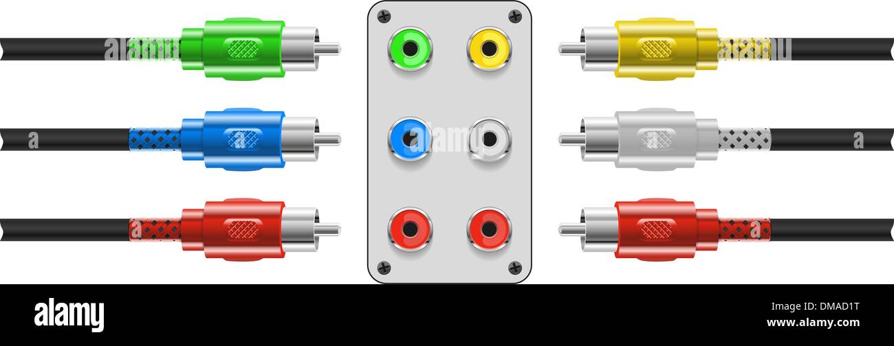 Set of Video and audio connectors. Vector. Stock Vector