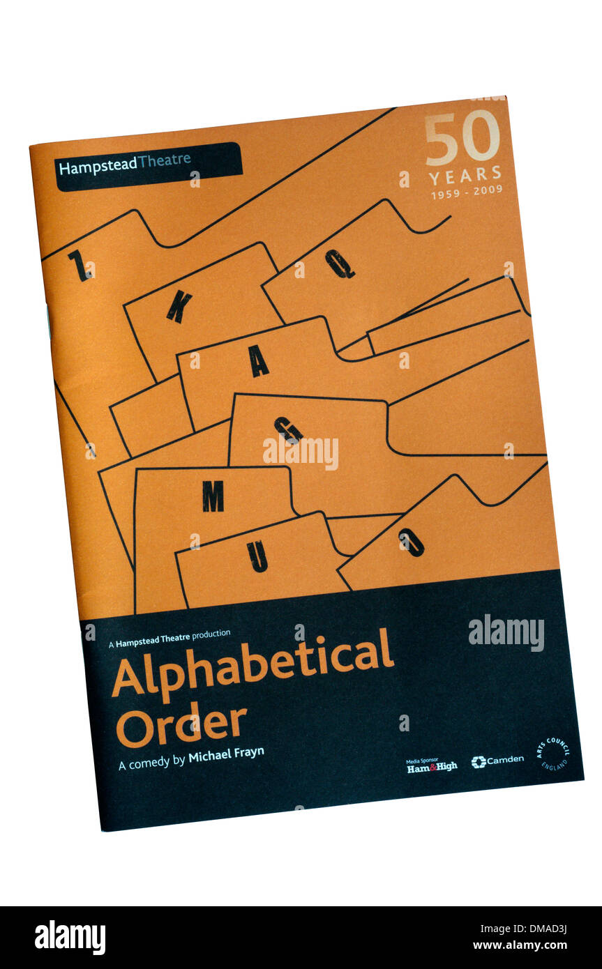 Programme for the 2009 production of Alphabetical Order by Michael Frayn at Hampstead Theatre. Stock Photo
