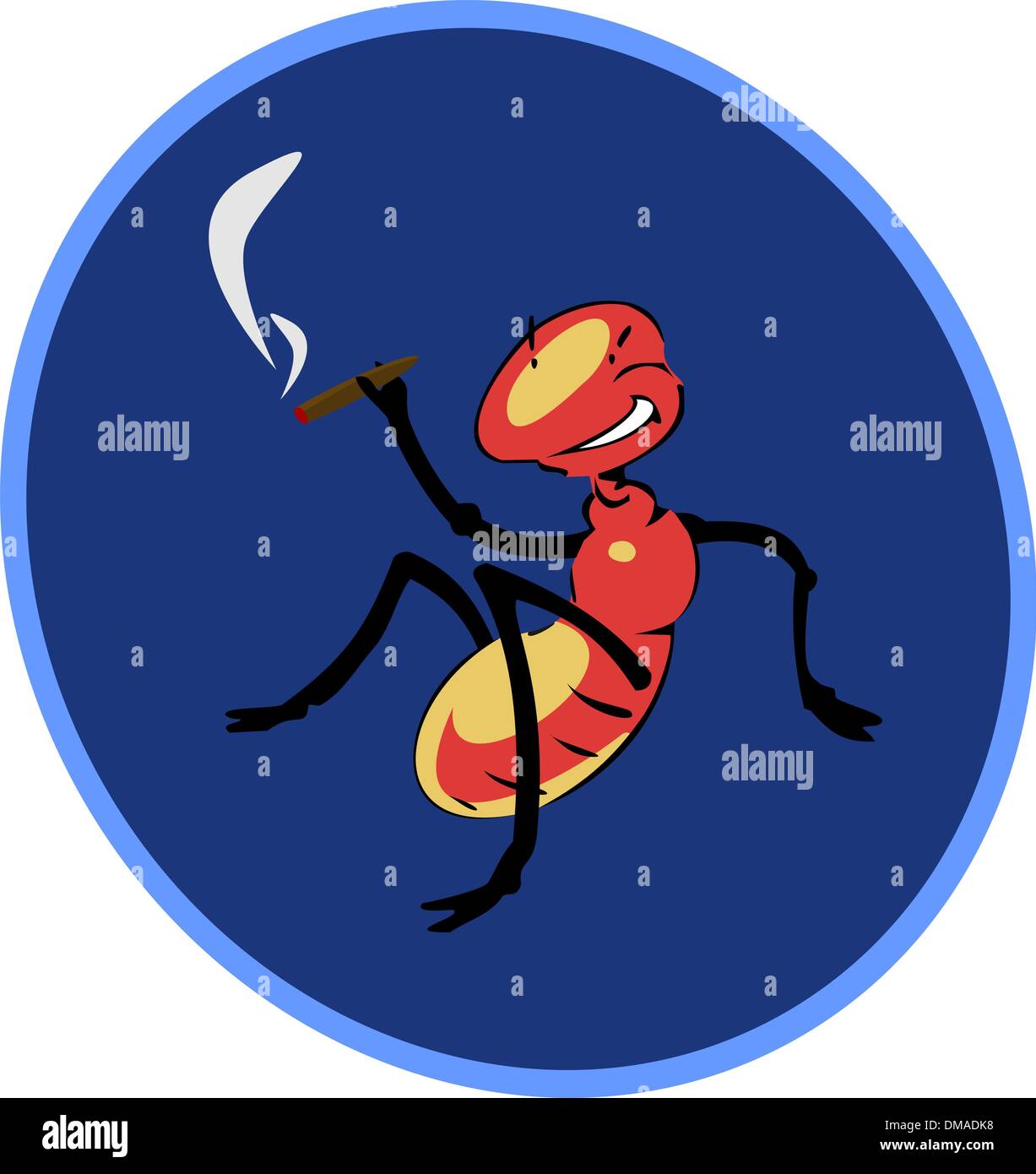 Smoking a cigar an insect sitting Stock Vector