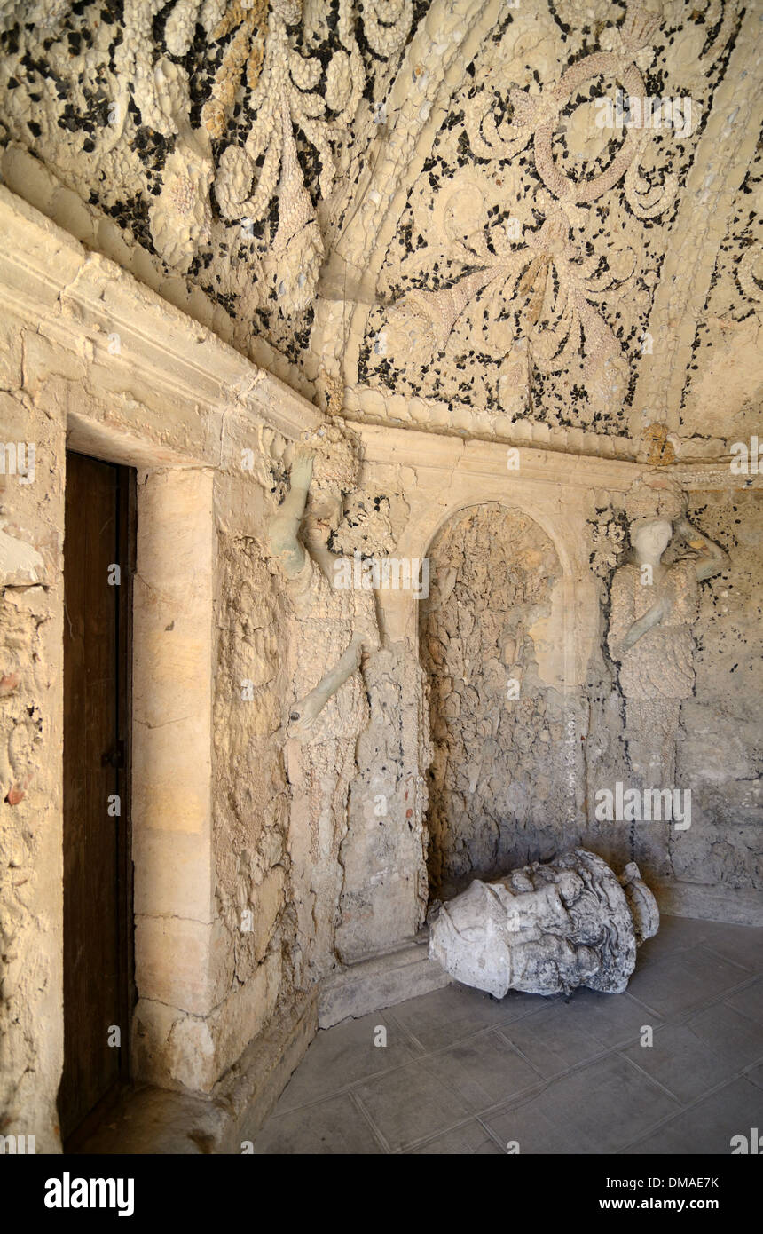 Decorated Ceiling of Nymphaeum Grotto or Cool Room Folly Château d'Arnajon Le Puy-Sainte-Réparade Provence France Stock Photo