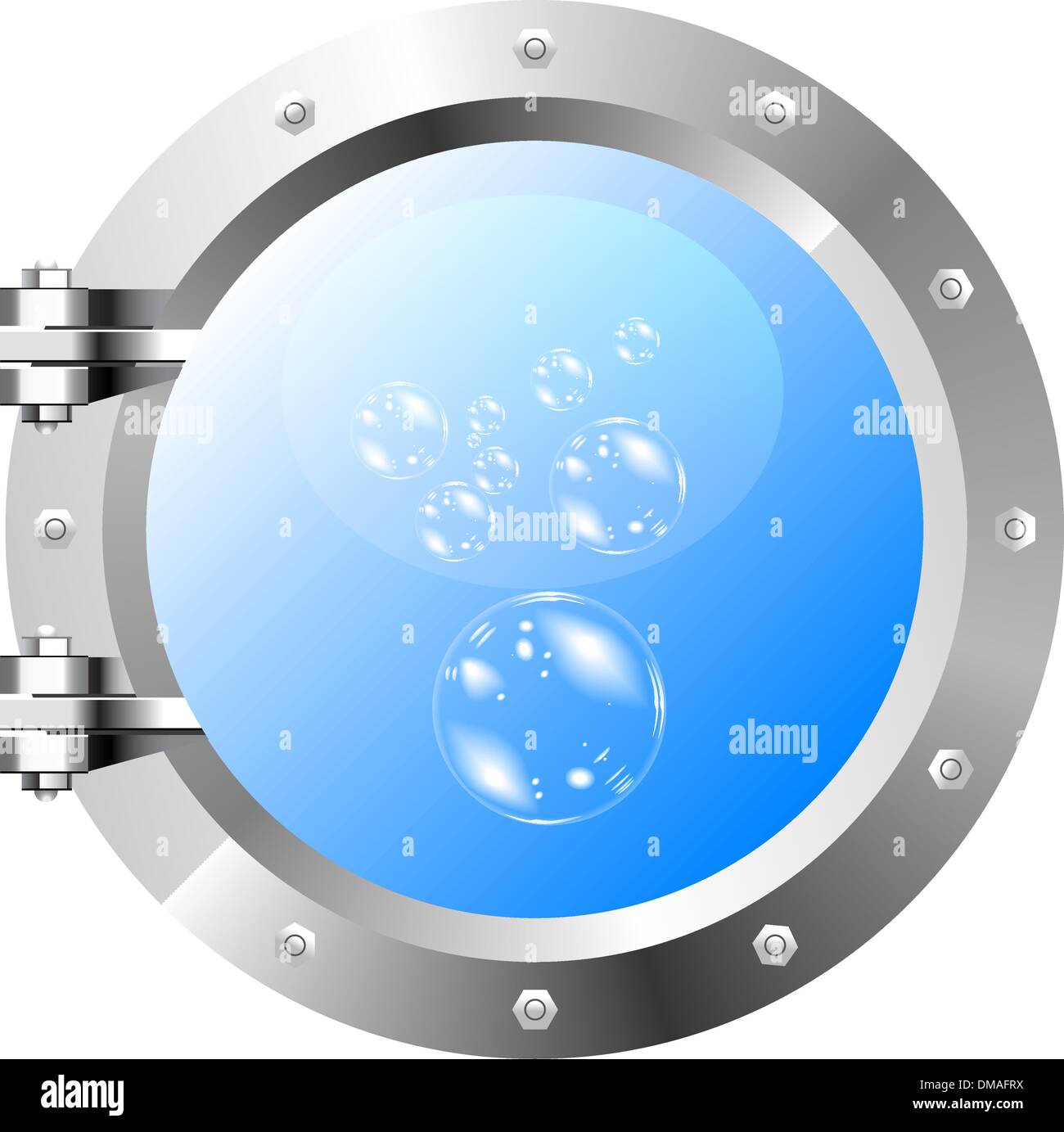 ship's porthole on a white wall Stock Vector