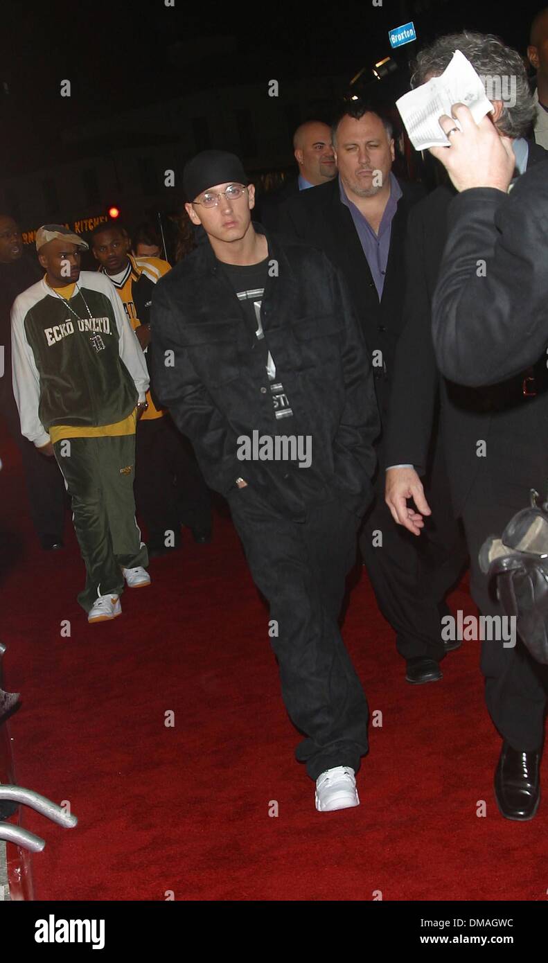 Nov. 6, 2002 - Los Angeles, CALIFORNIA, USA - EMINEM..8 MILE - WORLD  PREMIERE.MANN VILLAGE THEATER, HOLLYWOOD, CA.NOVEMBER 6, 2002. NINA  PROMMER/ 2002 K27032NP(Credit Image: © Globe Photos/ZUMAPRESS.com Stock  Photo - Alamy