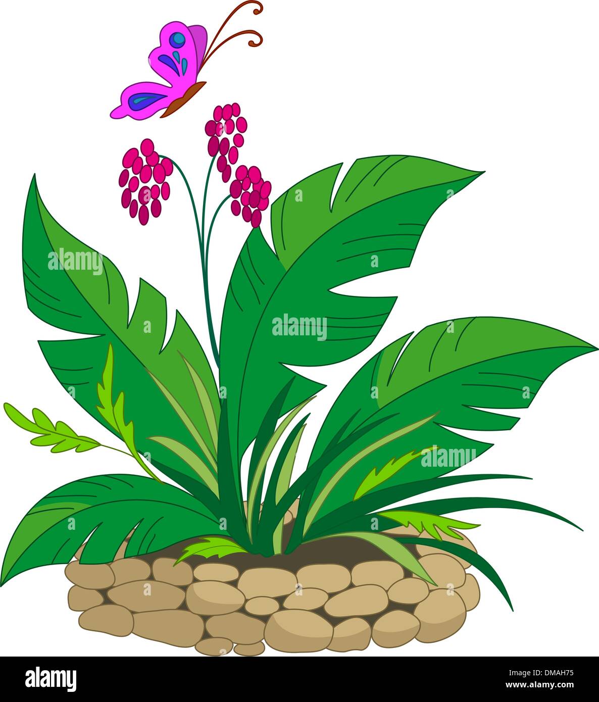 Bed with a tropical plant Stock Vector