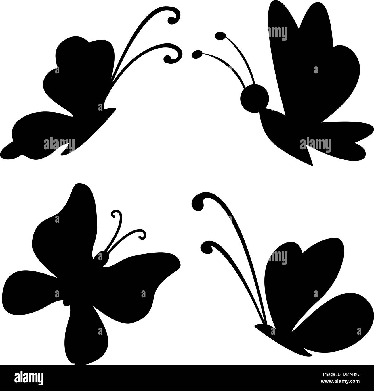Butterflies, silhouettes Stock Vector