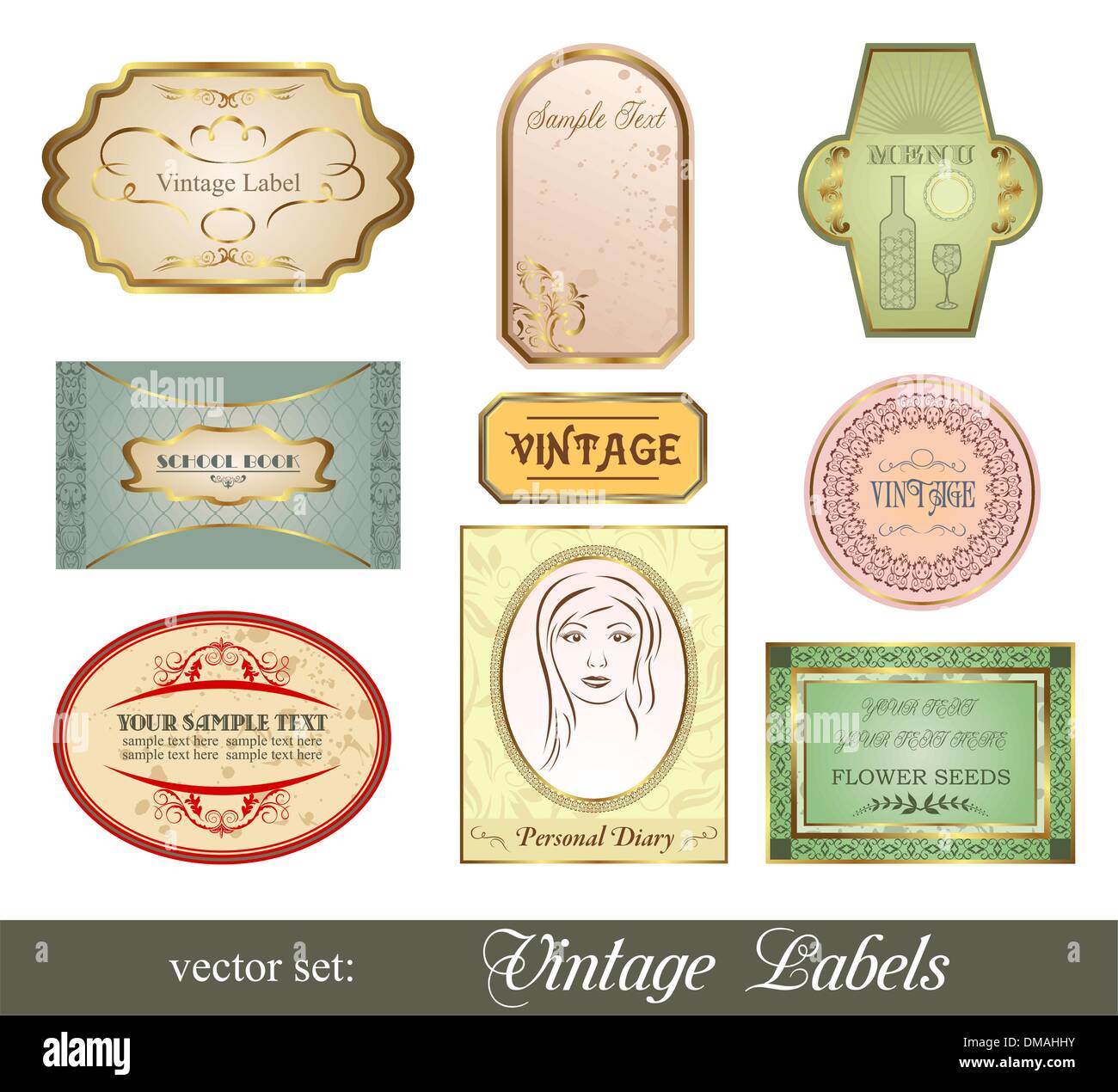 set retro variation vintage labels Stock Vector