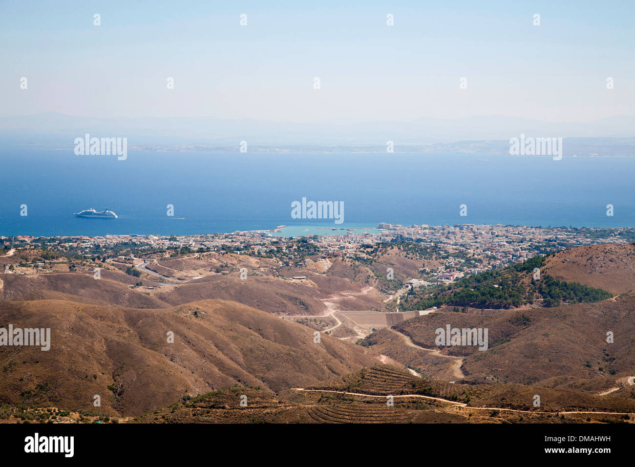 chios city and view of the turkish coast, island of chios, north east