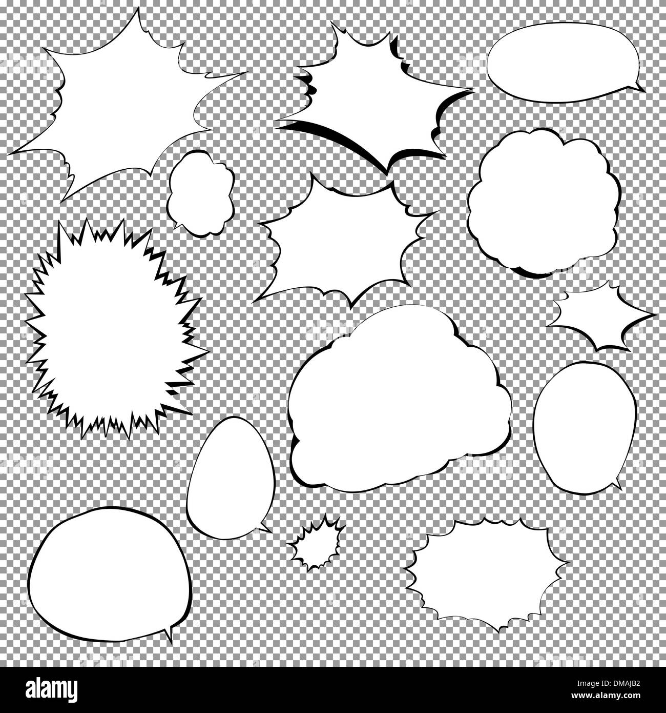 Set comic pop art bubbles Black and White Stock Photos & Images - Alamy