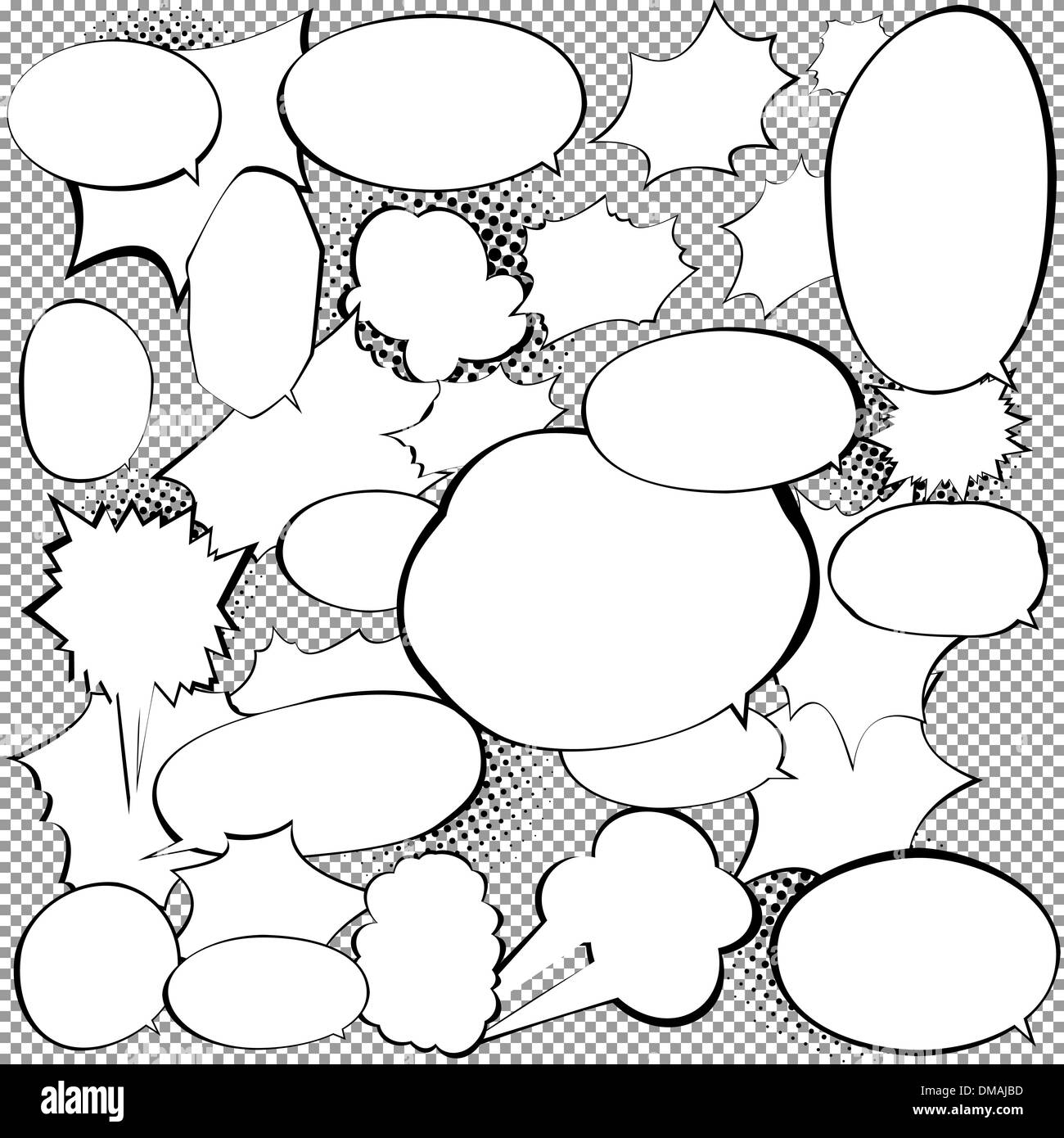 Set comic pop art bubbles Black and White Stock Photos & Images - Alamy