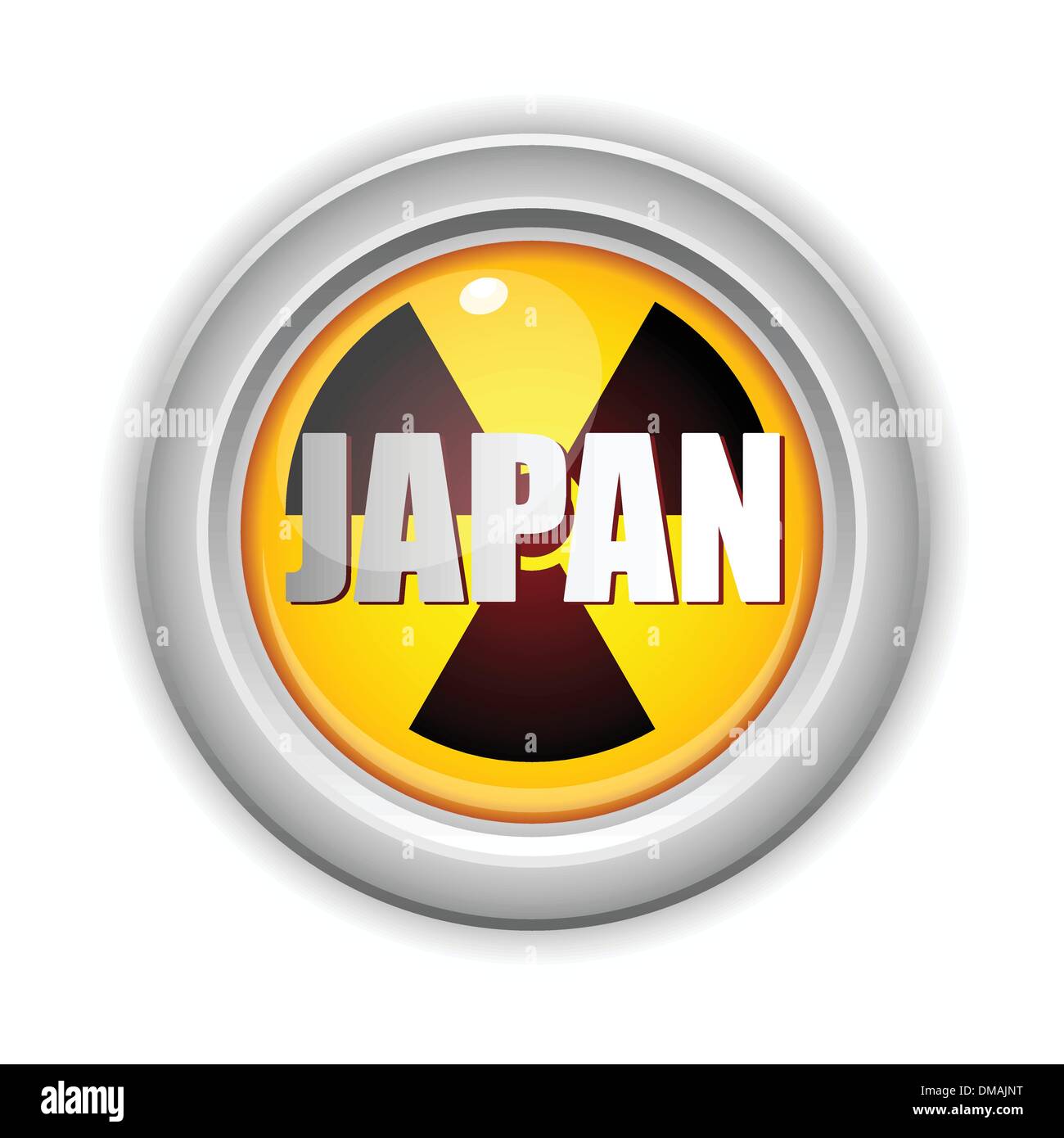 Japan Nuclear Disaster Yellow Button Stock Vector