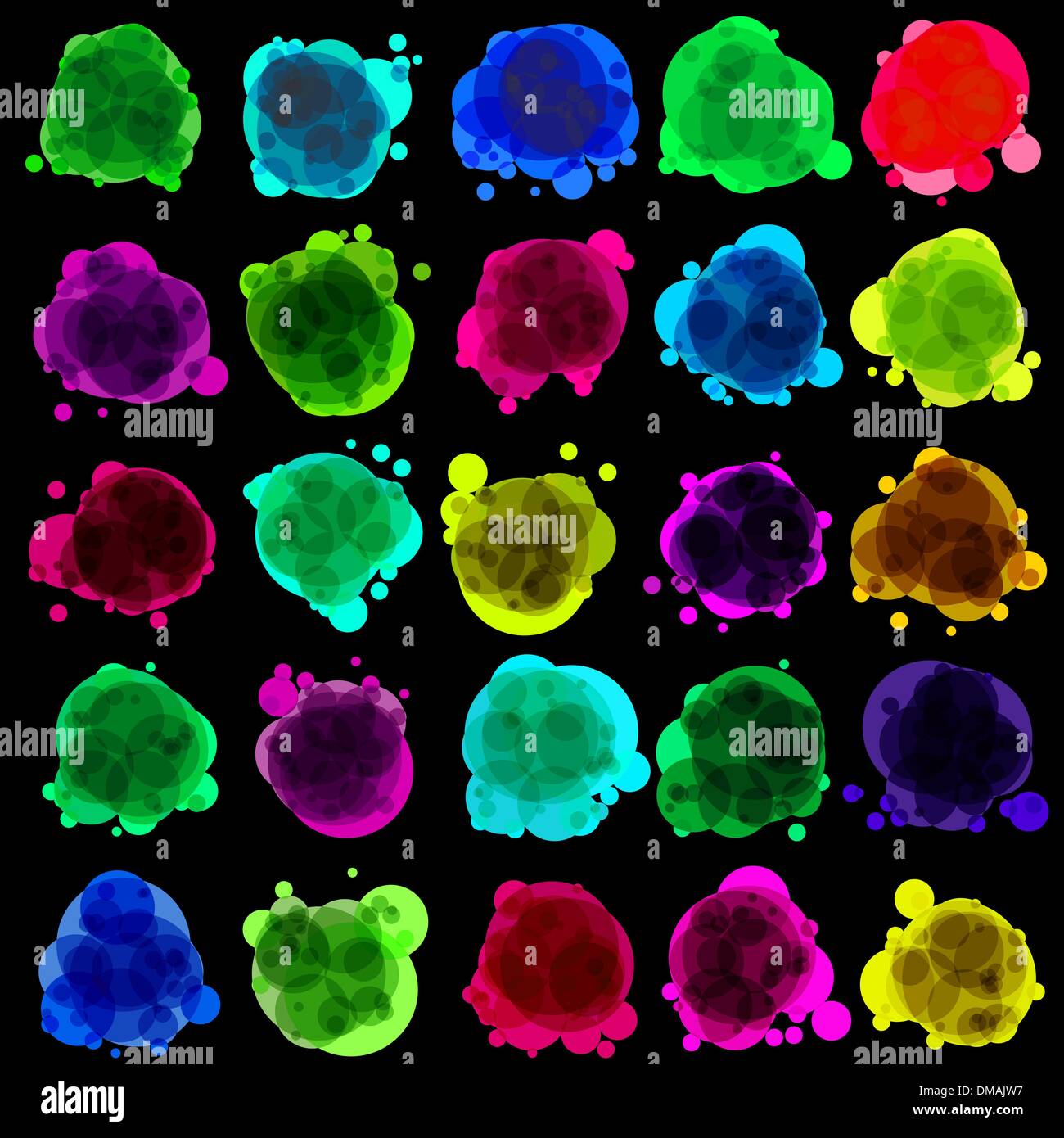 Speech Bubbles set - Rainbow Neon Lights. EPS 8 Stock Vector