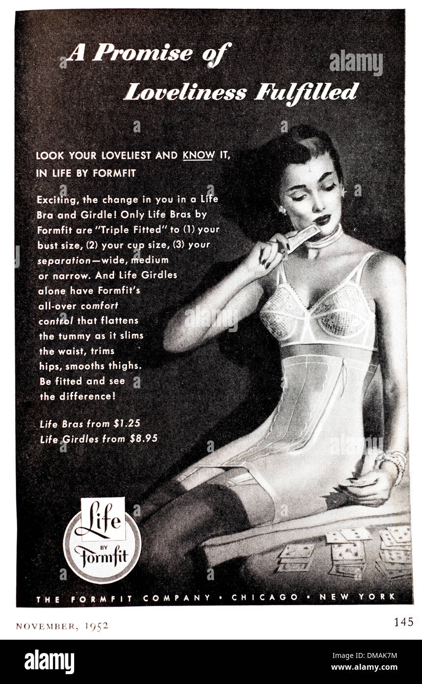 Old Advert Corset Girdle Formfit Life Bra Historical Archival Document Stock Photo