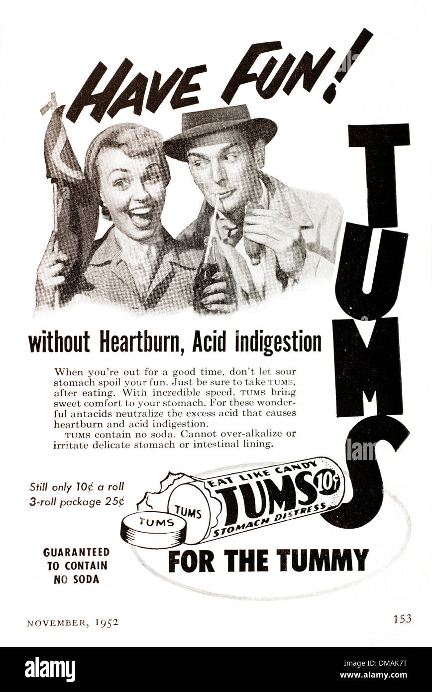 Vintage Advert Tums Indigestion Tablets Historical Archival Document Stock Photo Alamy