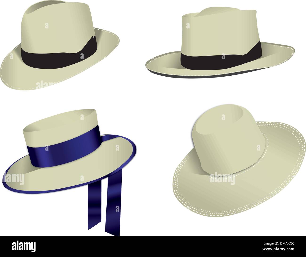 Four Panama vector hats Stock Vector