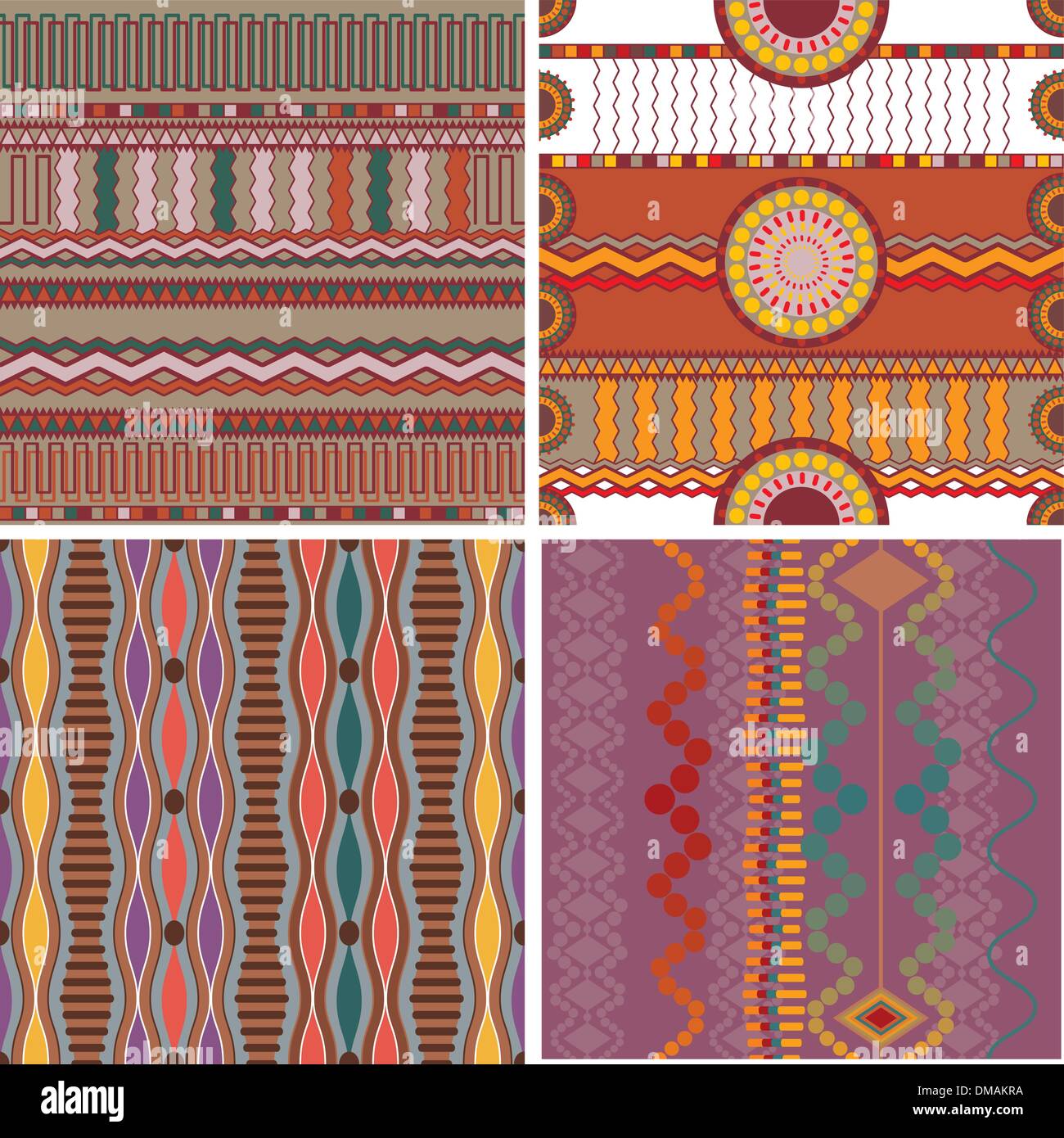 set of seamless ethnic background Stock Vector