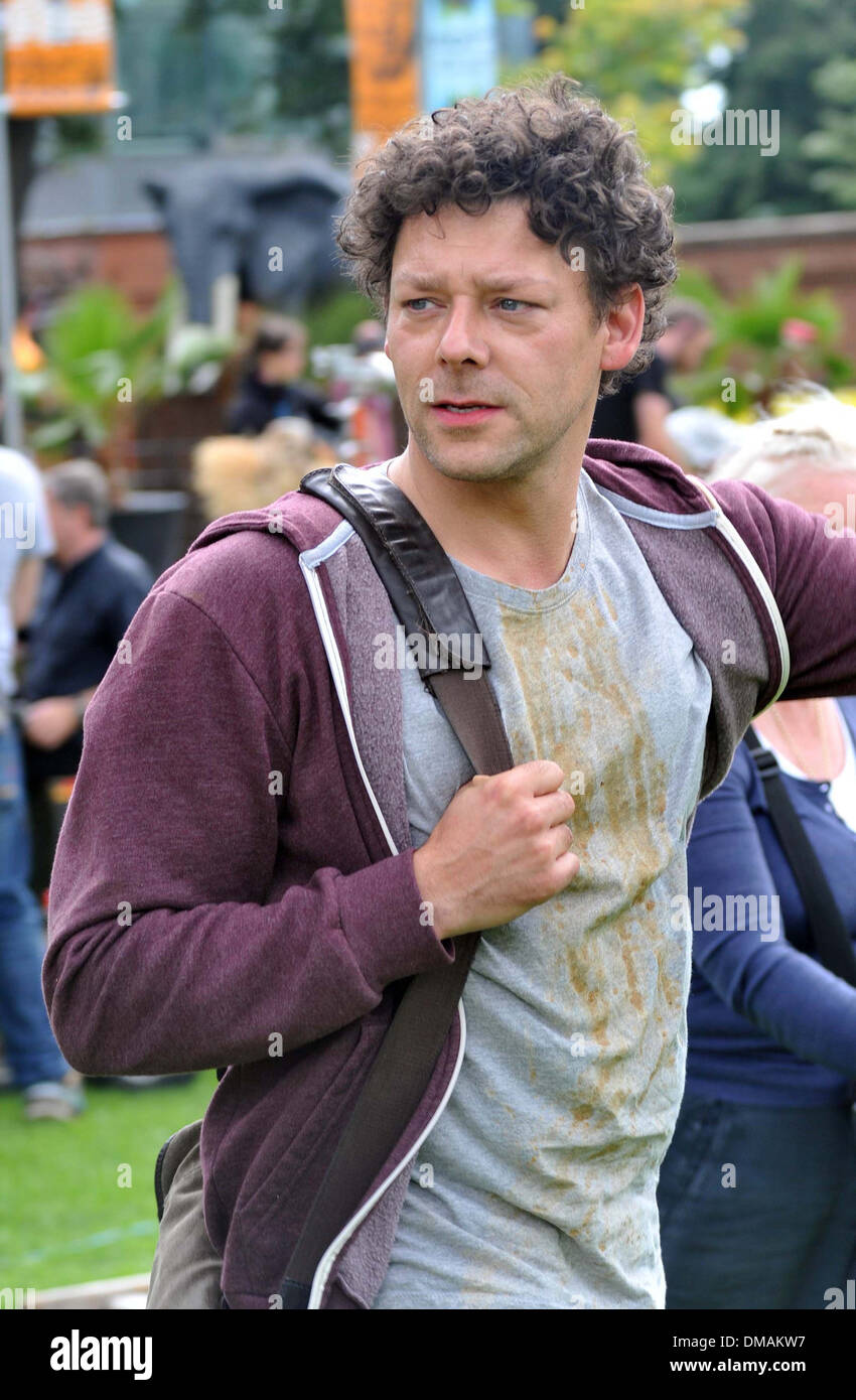 Richard Coyle Filming takes place as part of St Annes Park in Raheny is transformed into Dublin City Zoo  new movie 'Food Stock Photo