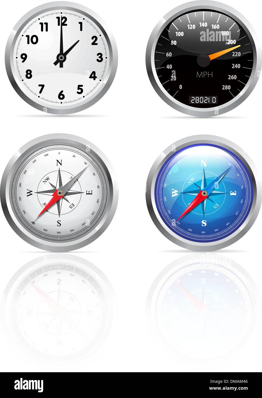Clock, speedometer and compass set Stock Vector Image & Art Alamy
