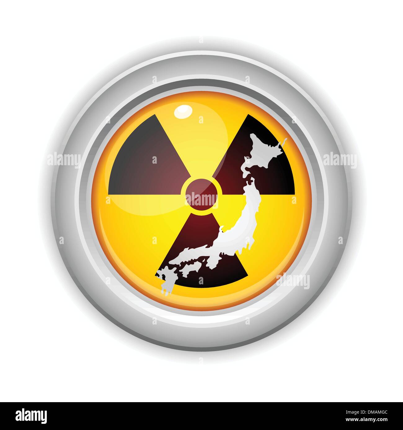 Japan Nuclear Disaster Yellow Button Stock Vector