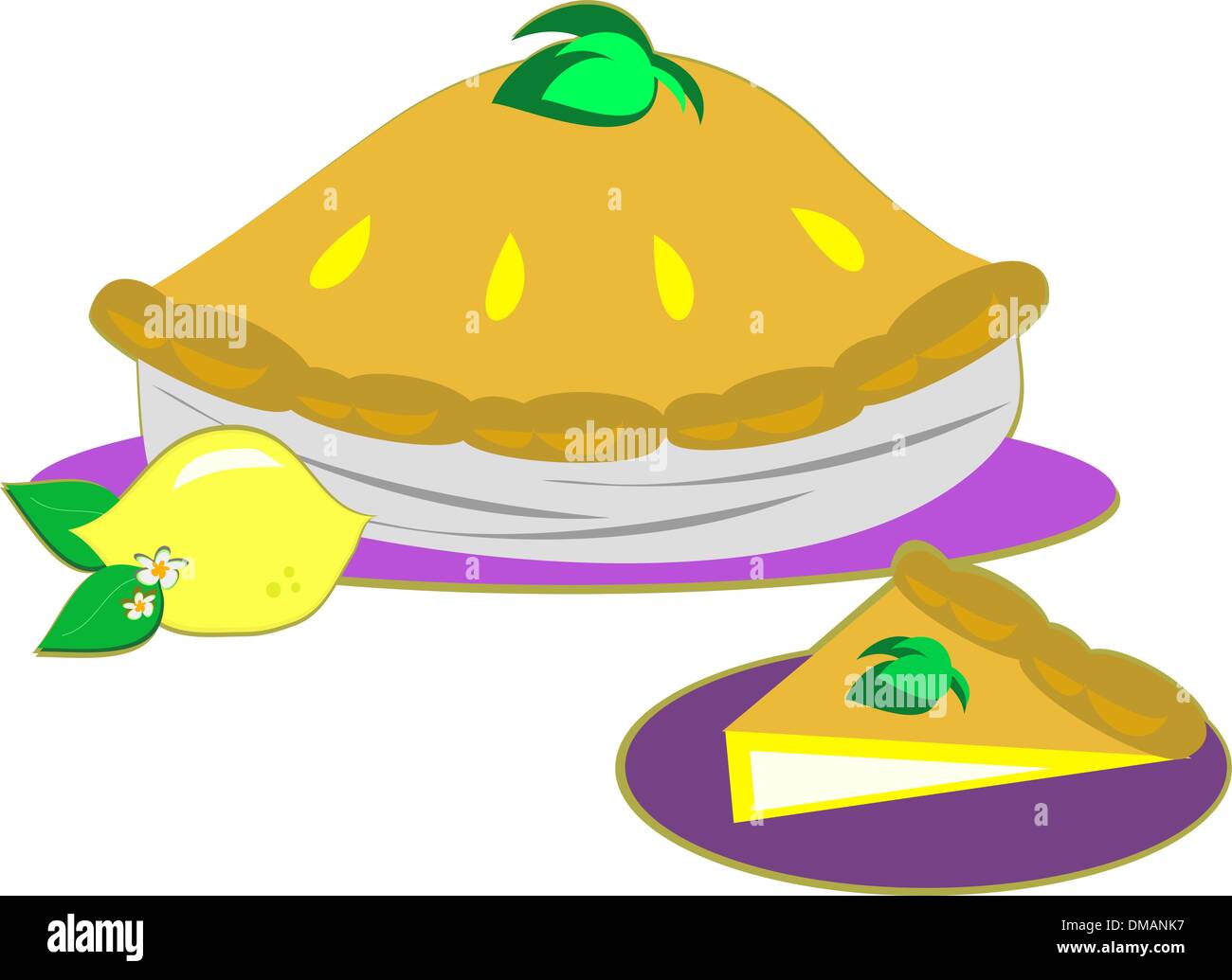 Lemon Pie and a Slice Stock Vector Image & Art Alamy