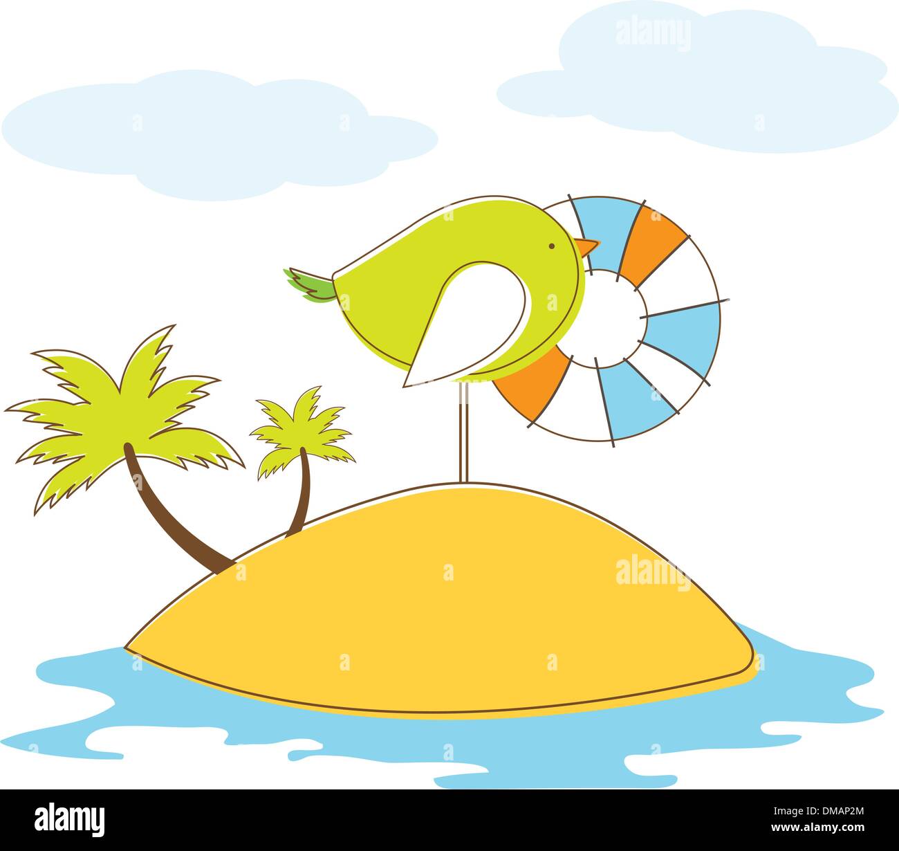 Bird in island. Vector Illuatration Stock Vector