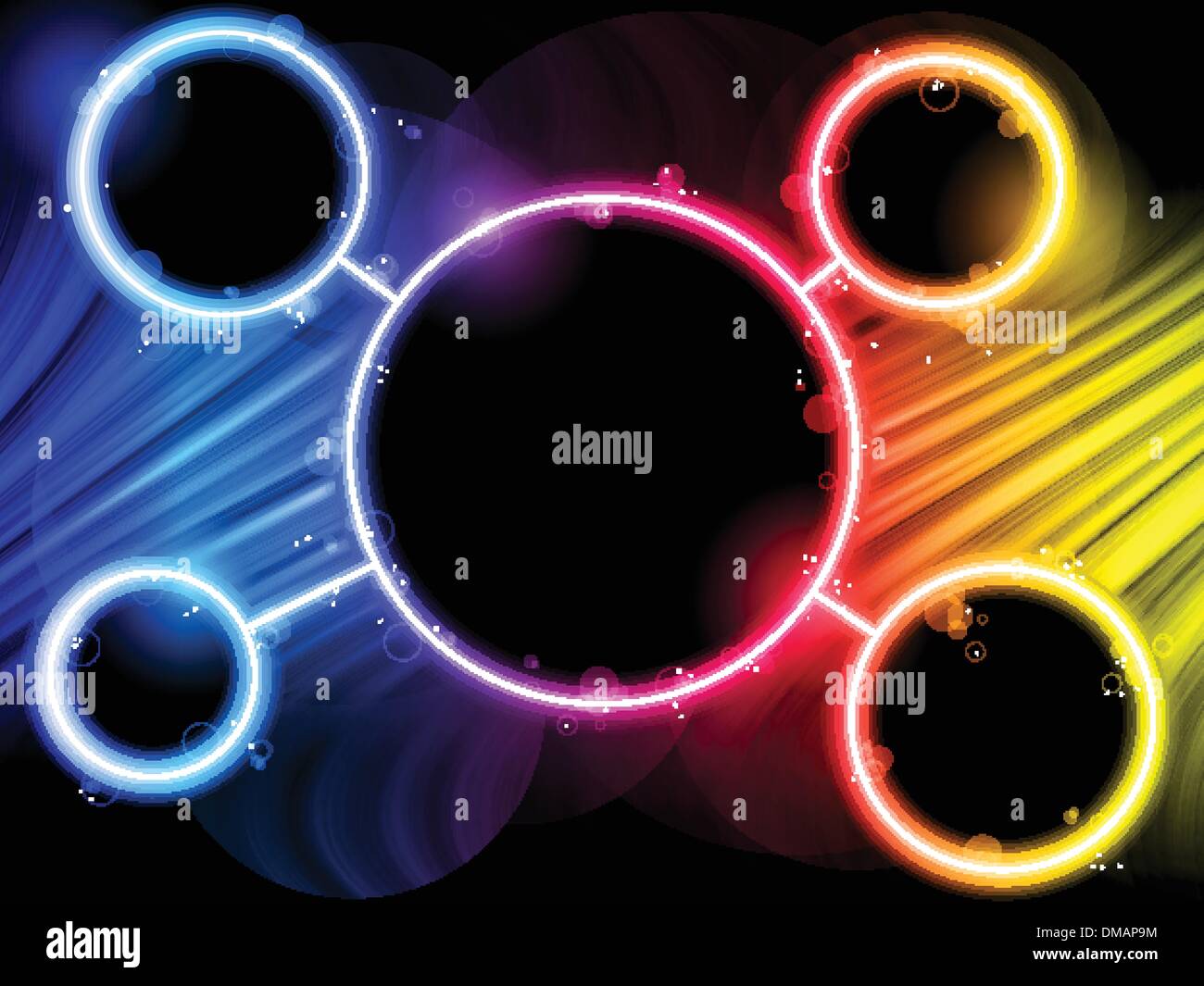 Rainbow Circle Border with Sparkles and Swirls. Stock Vector