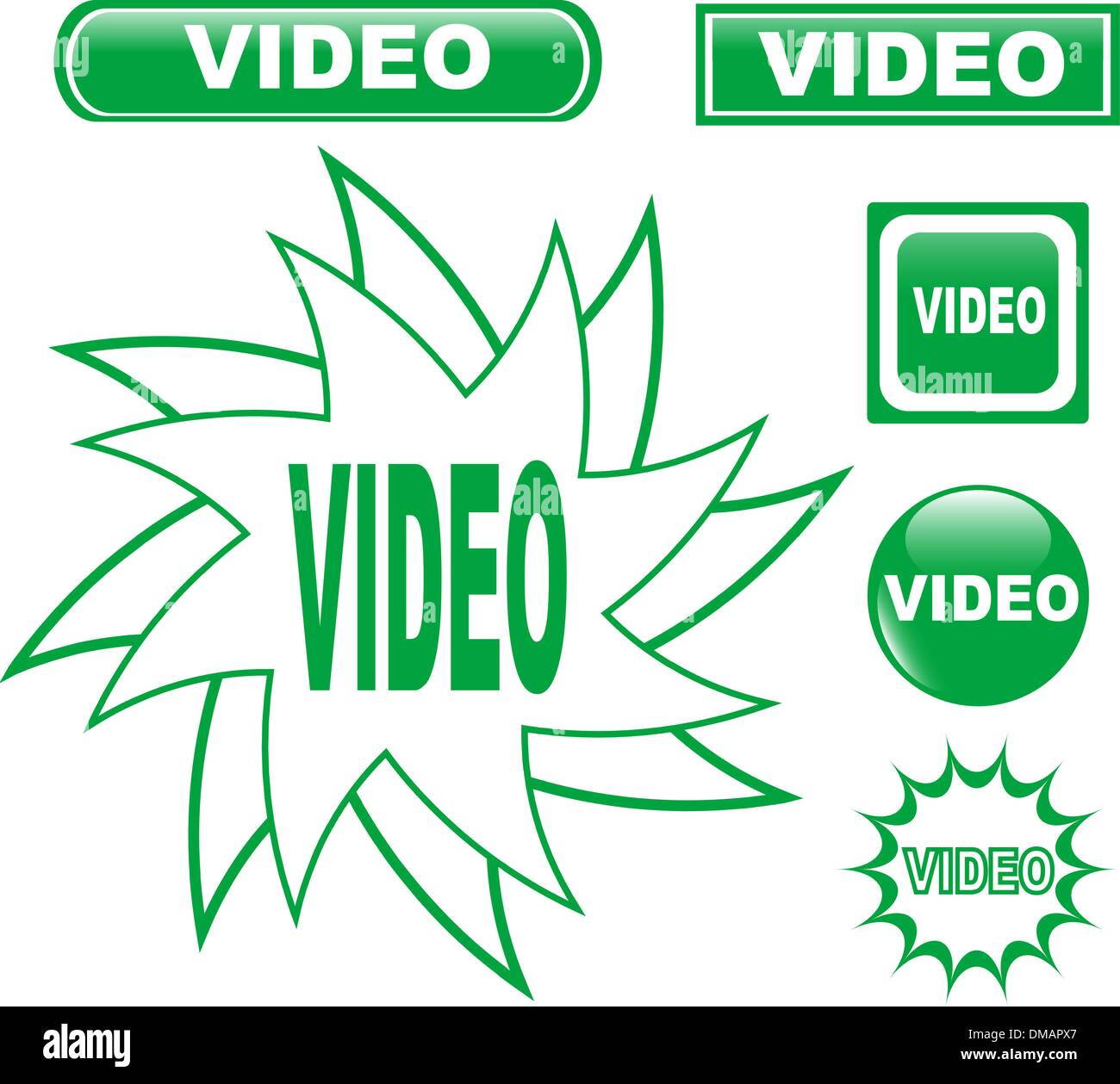 button VIDEO glossy web icons set Stock Vector