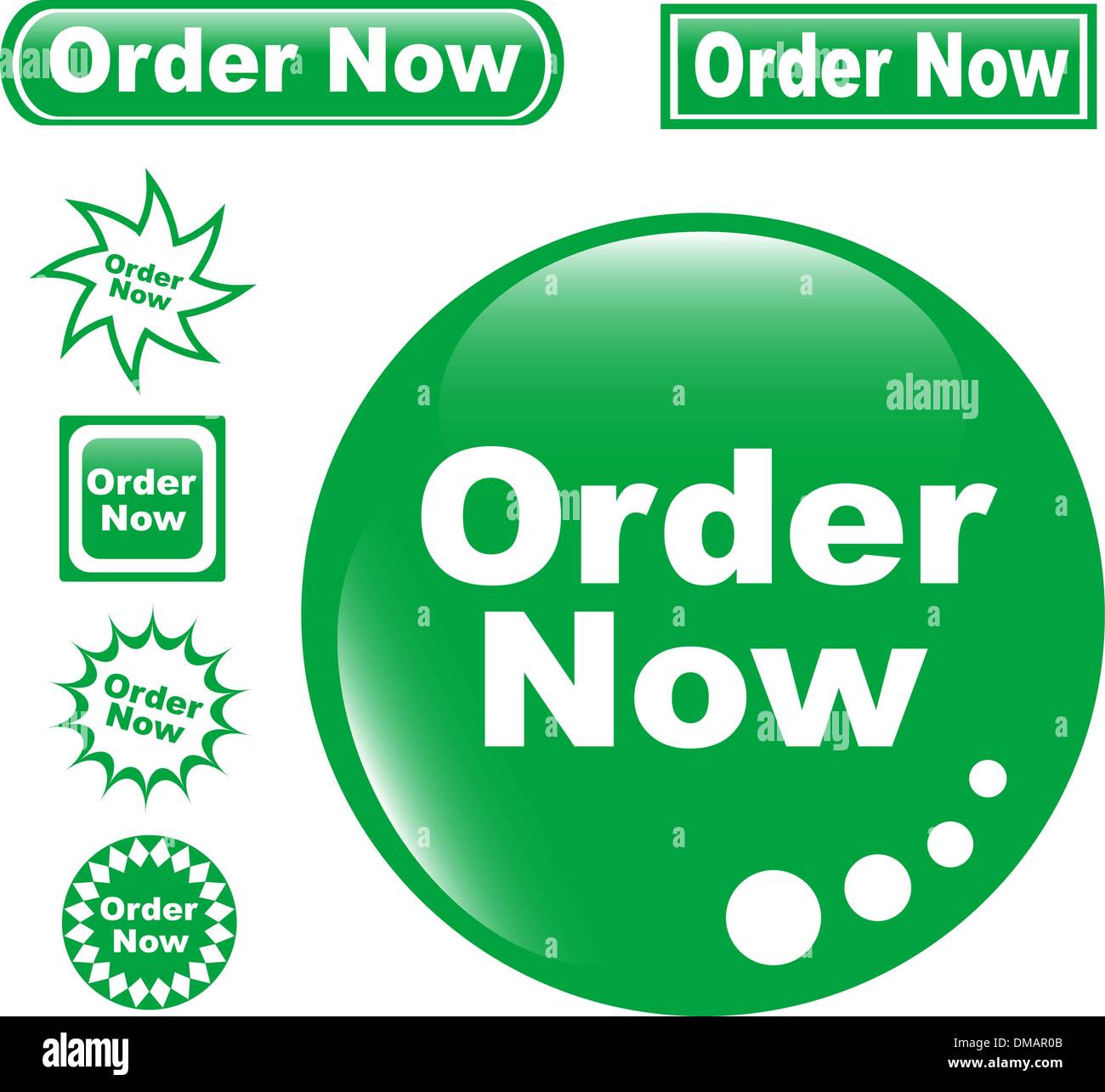 set green button ORDER NOW glossy Stock Vector