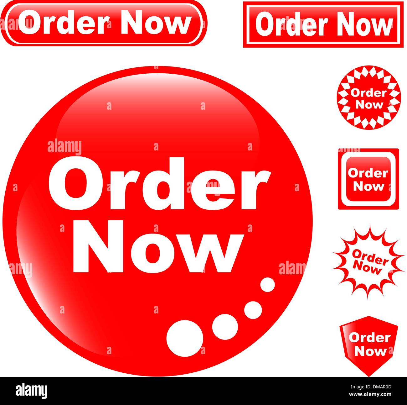 button ORDER NOW glossy icons set Stock Vector