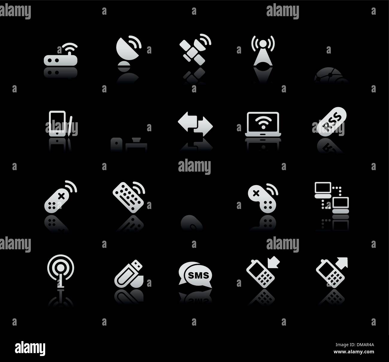 Wireless & Communications // Silver Series Stock Vector