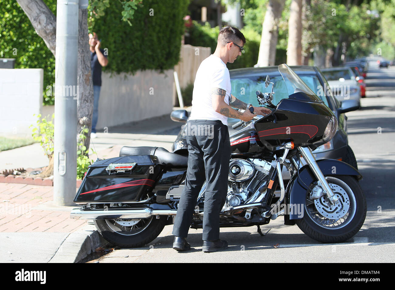 Anthony Kiedis Leaves Urth Cafe In West Hollywood On His Harley Stock Photo Alamy