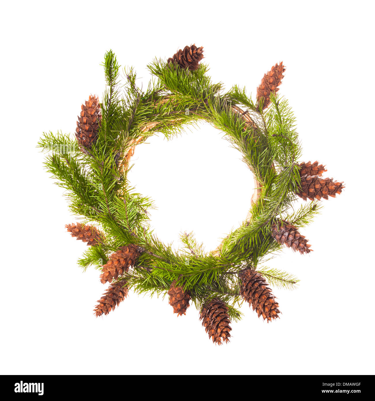 Christmas wreath from spruce branches with cones Stock Photo Alamy