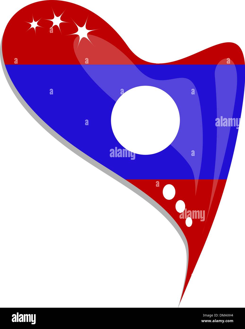 Laos flag button heart shape. vector Stock Vector