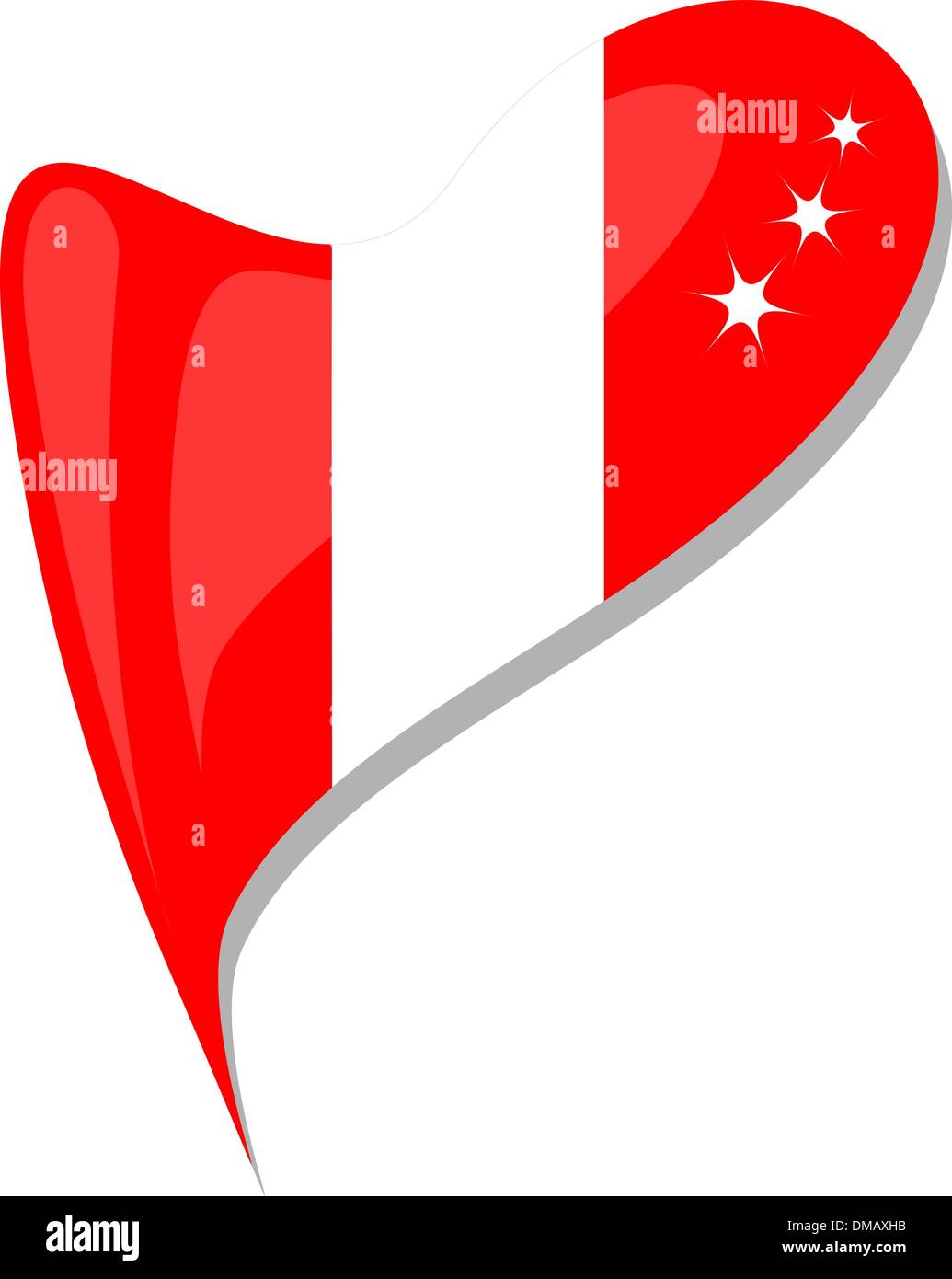 peru flag button heart shape. vector Stock Vector