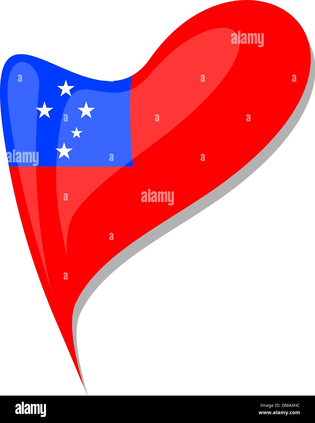 samoa flag button heart shape. vector Stock Vector