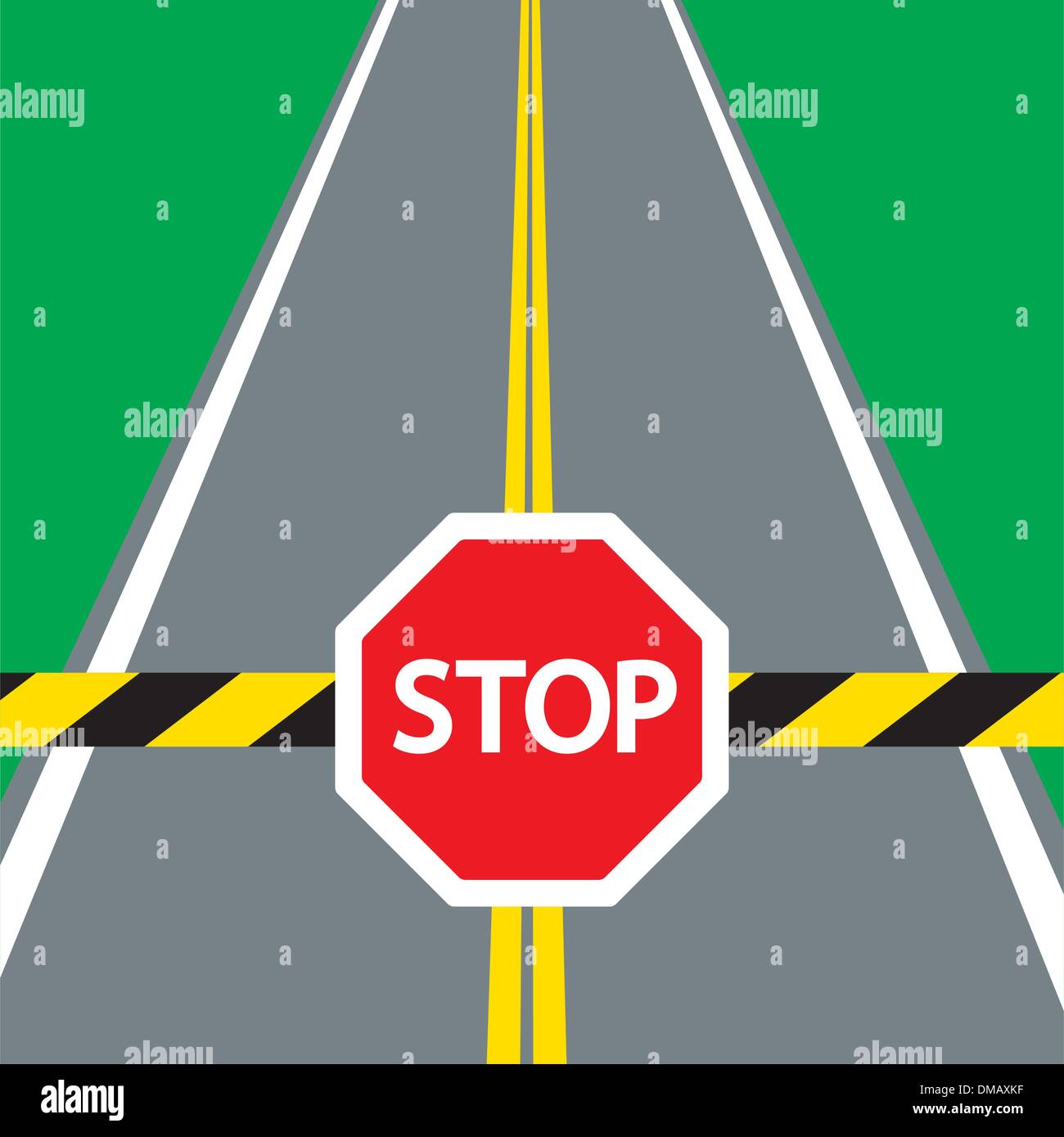 road barrier and traffic sign STOP Stock Vector