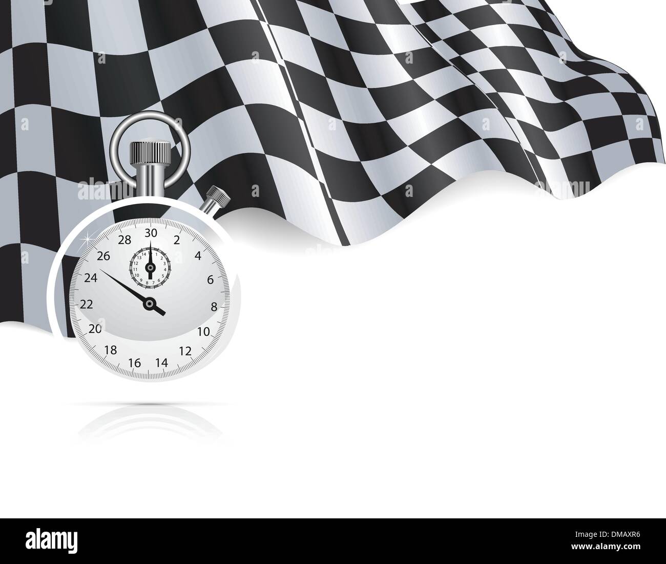 Checkered flag with a stopwatch background Stock Vector