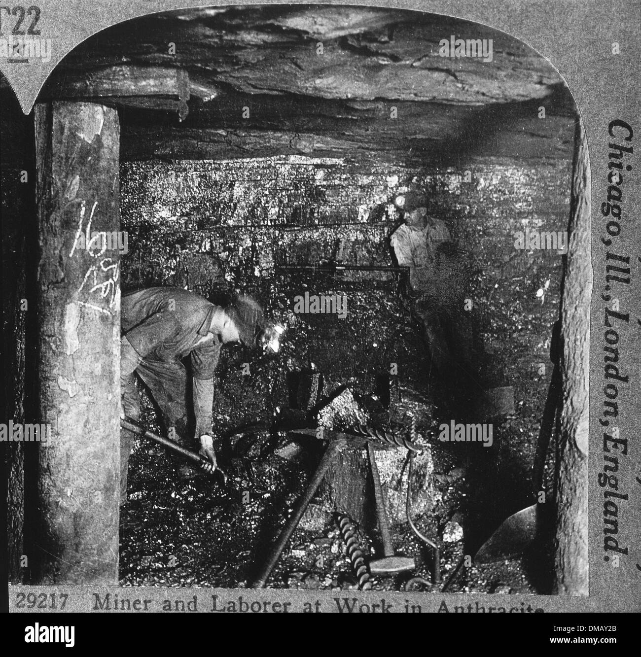 Miners at Work in Anthracite Coal Mine near Scranton, Pennsylvania