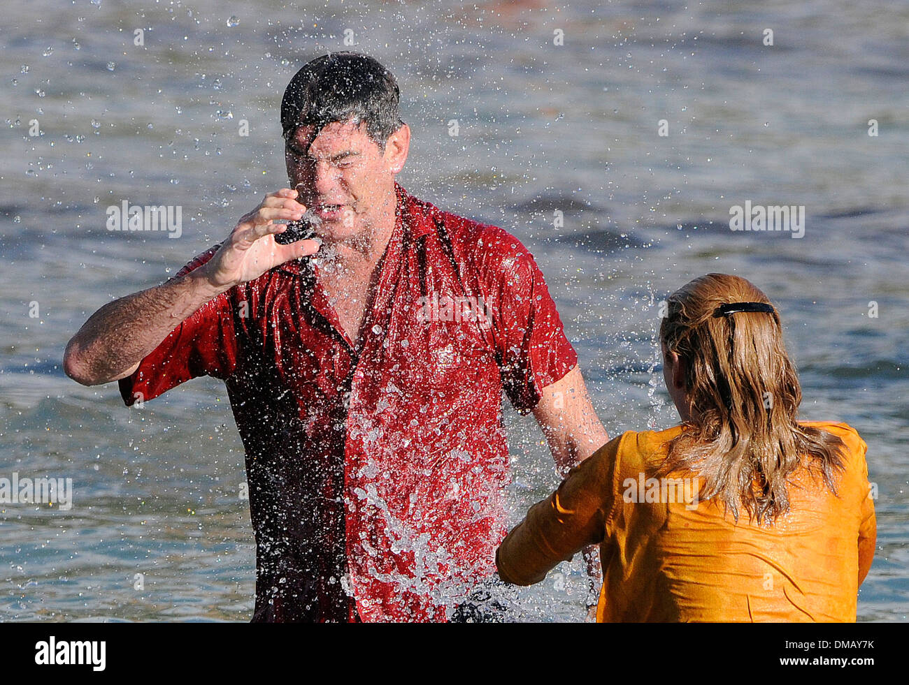 Actor Pierce Brosnan on the set of the movie 'A long way down'. Shot in Mallorca in October 2012. Stock Photo