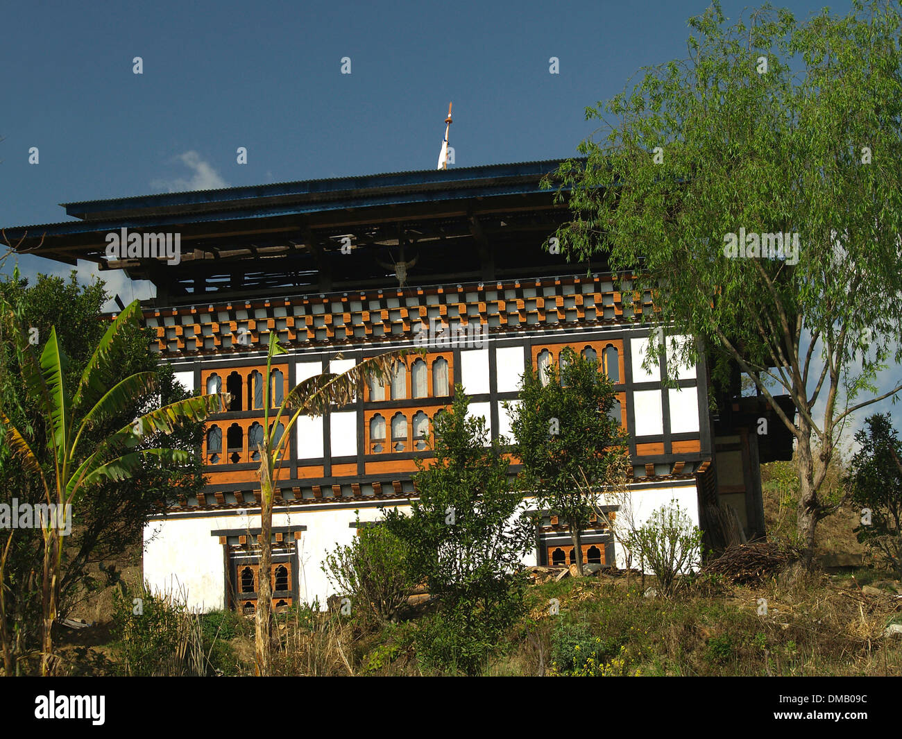 Typical Bhutanese home,Bhutan Stock Photo