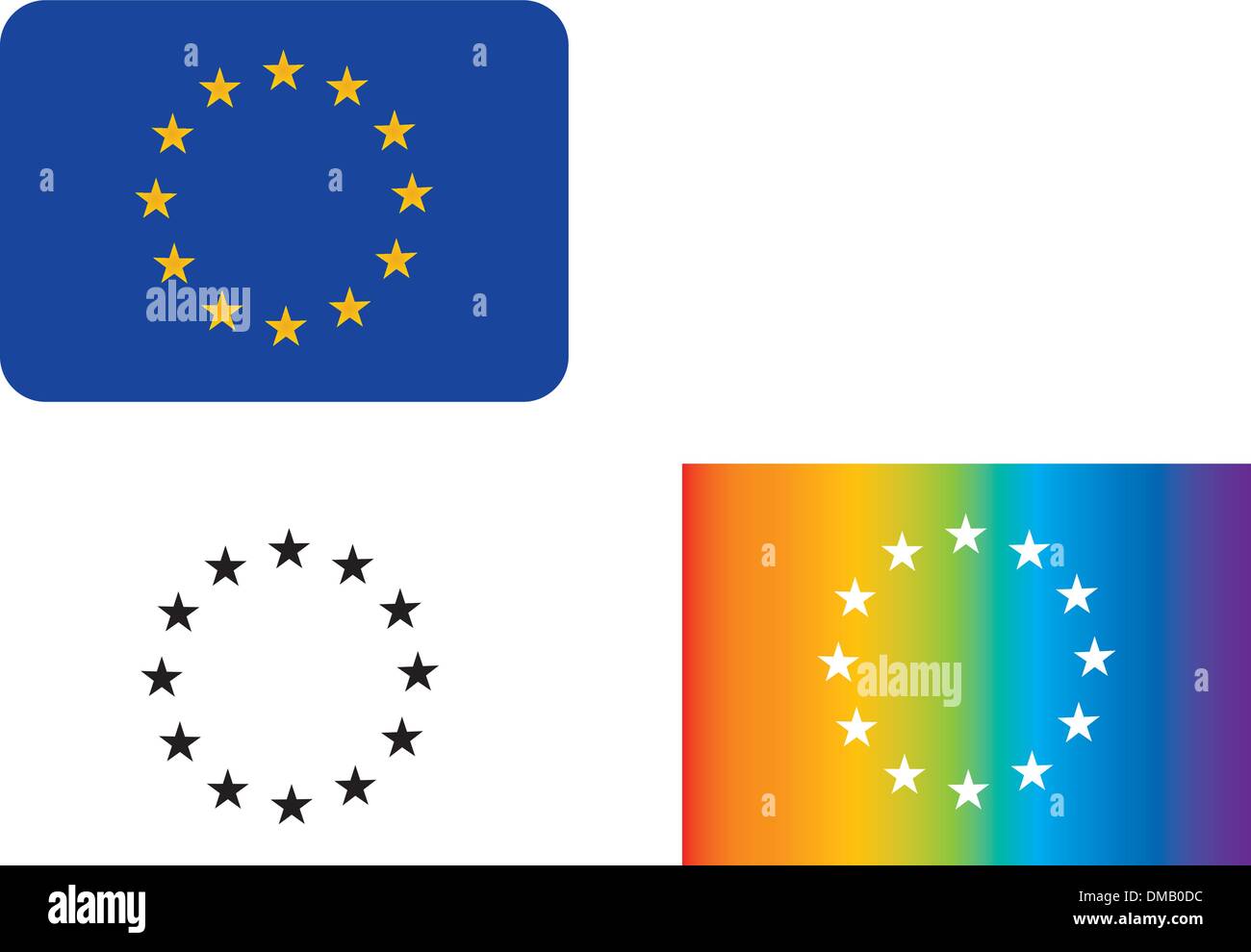Different variations of the EU symbol Stock Vector