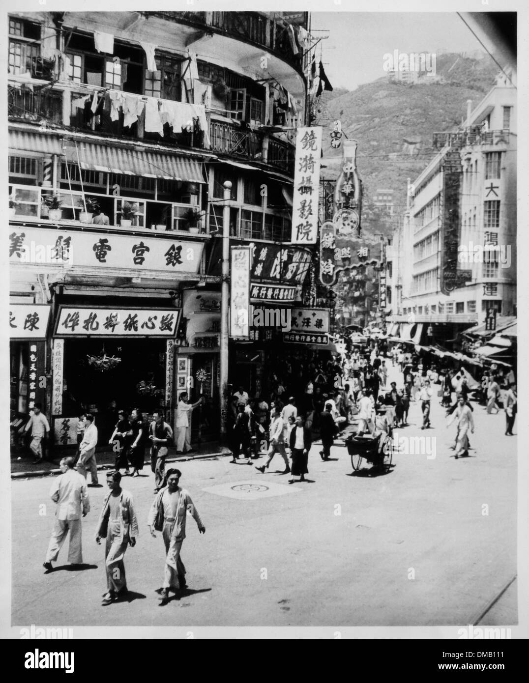 Busy Street Scene, Hong Kong, Circa 1950 Stock Photo