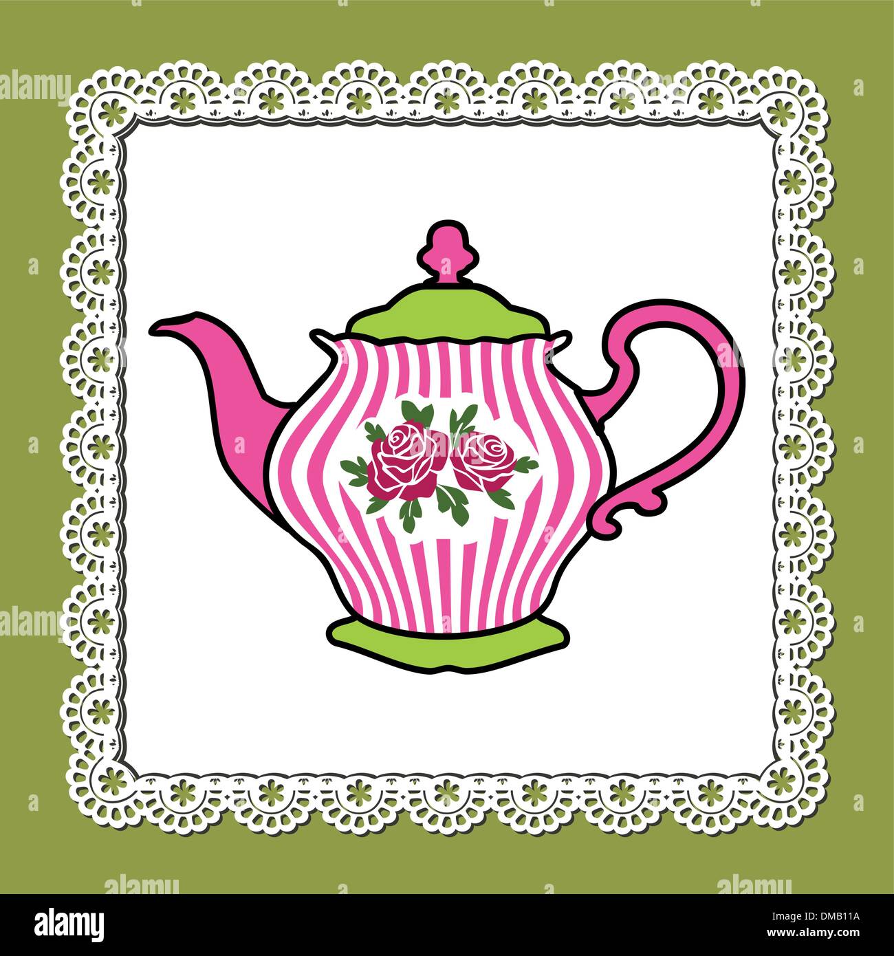 Vintage teapot illustration roses hires stock photography and images
