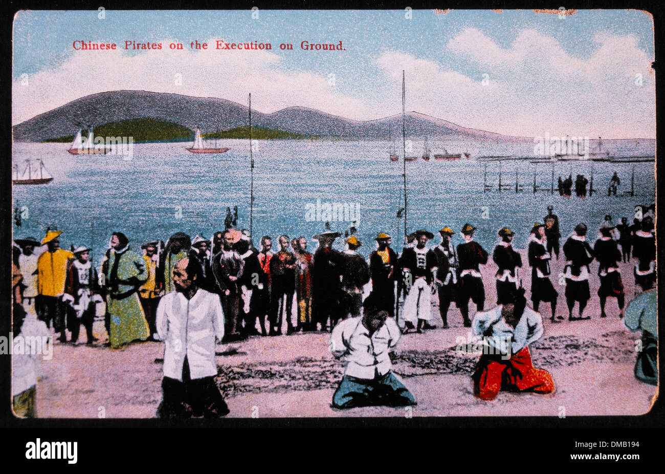 Chinese Pirates on Execution Ground, Kowloon City, China, 1891 Stock Photo