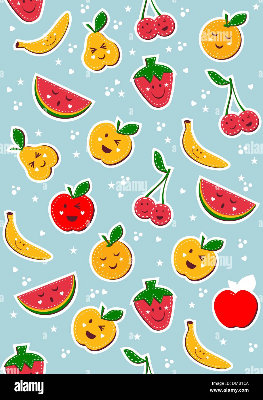 Happy fruits pattern Stock Vector