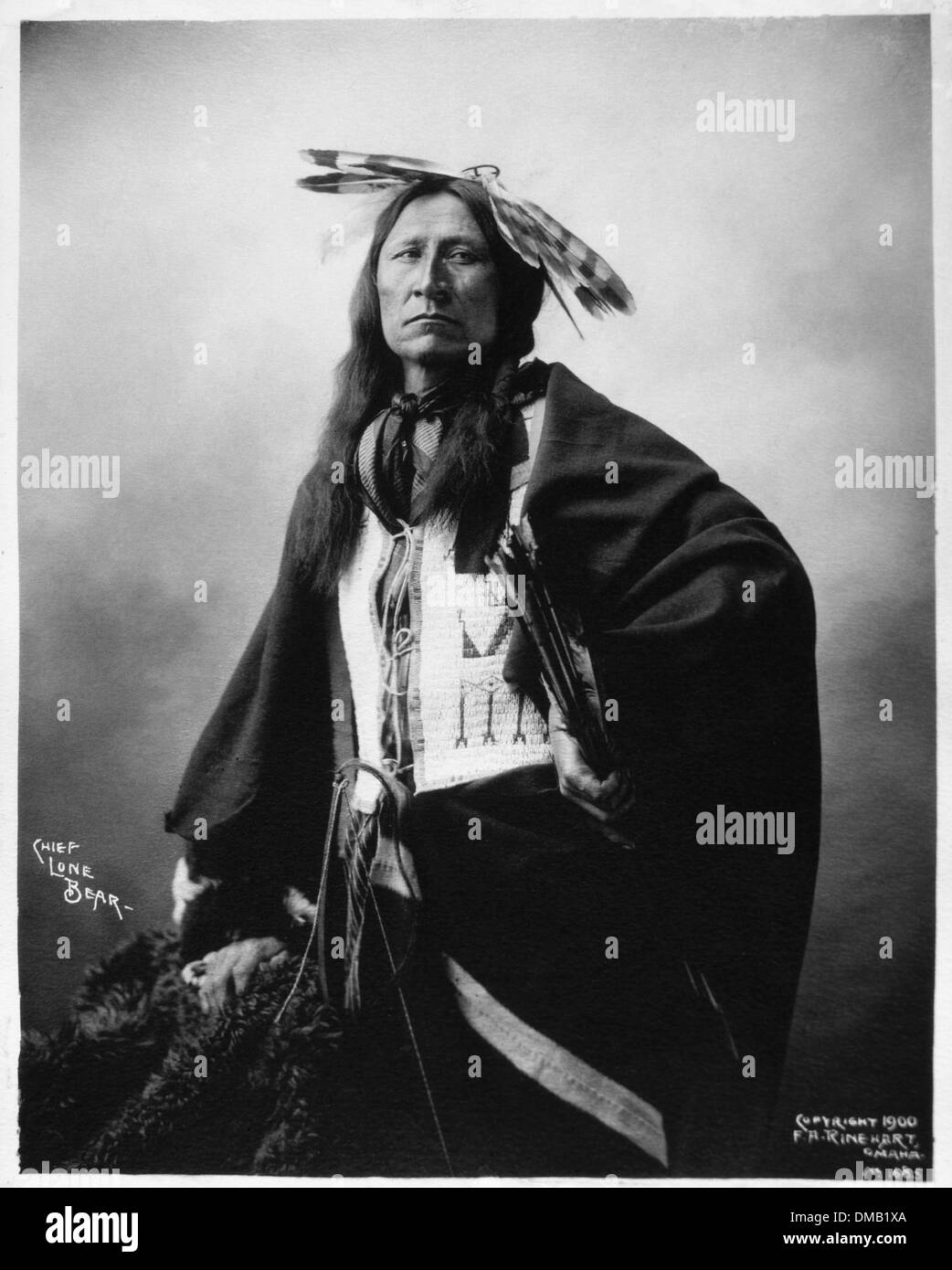 Chief Lone Bear, Portrait, F.A. Rinehart, 1900 Stock Photo